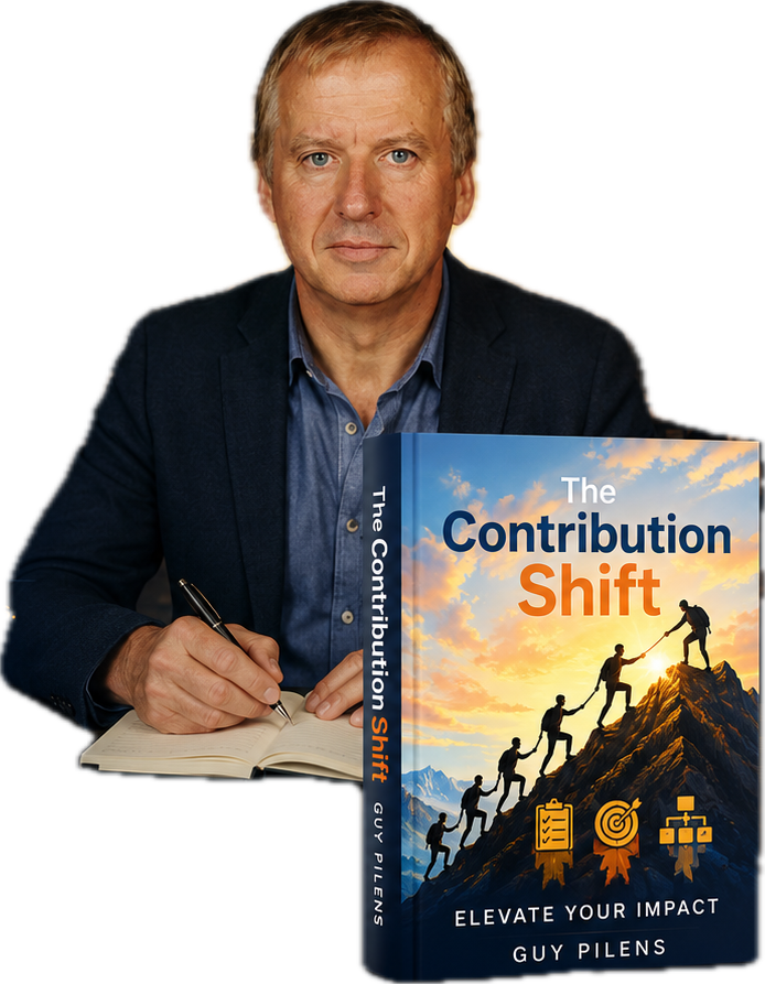 Guy Pilens with The Contribution Shift book