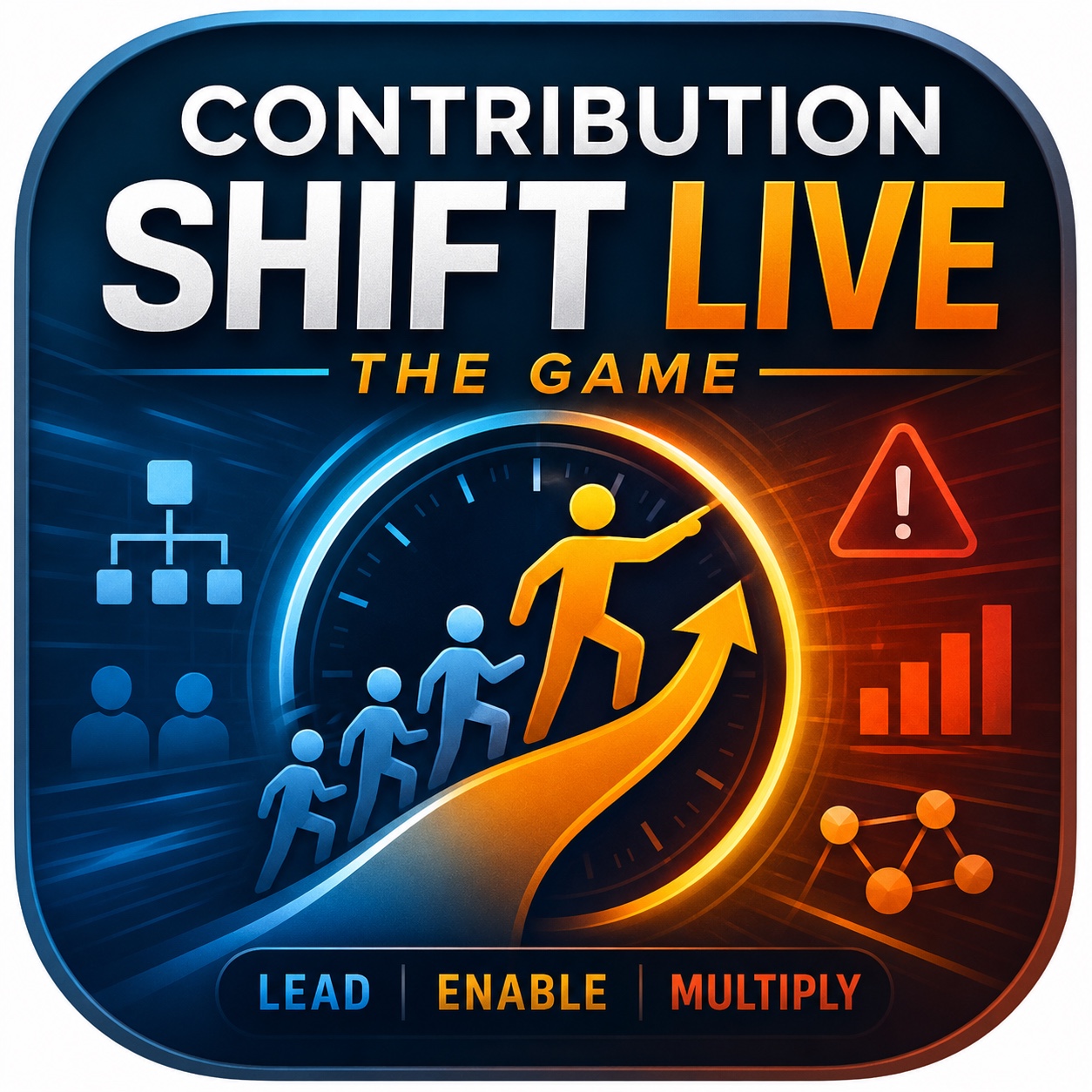 ContributionShift Live app icon showing people climbing toward multiplying contribution