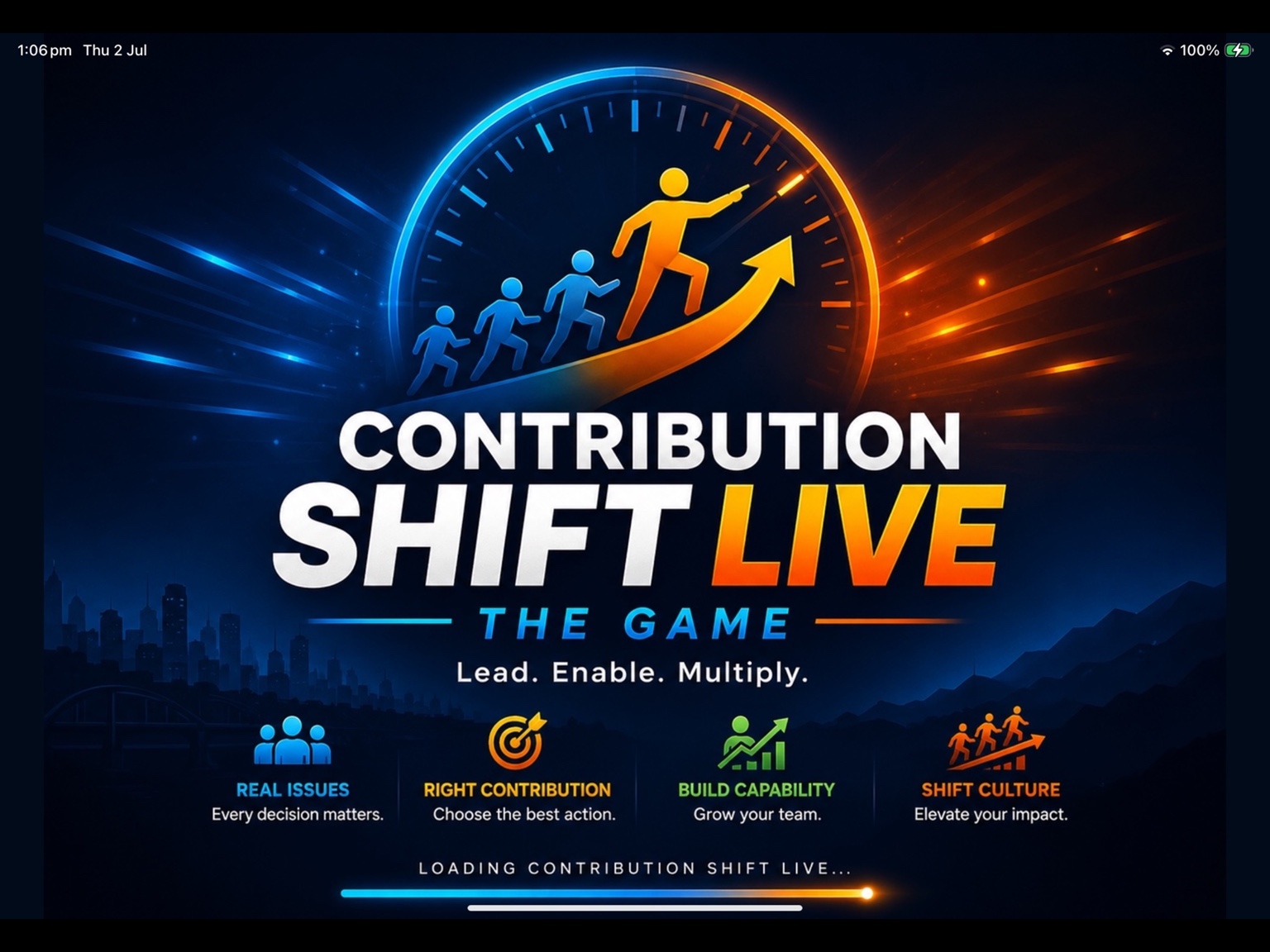 ContributionShift Live Work Board showing active work, owners, progress and risk